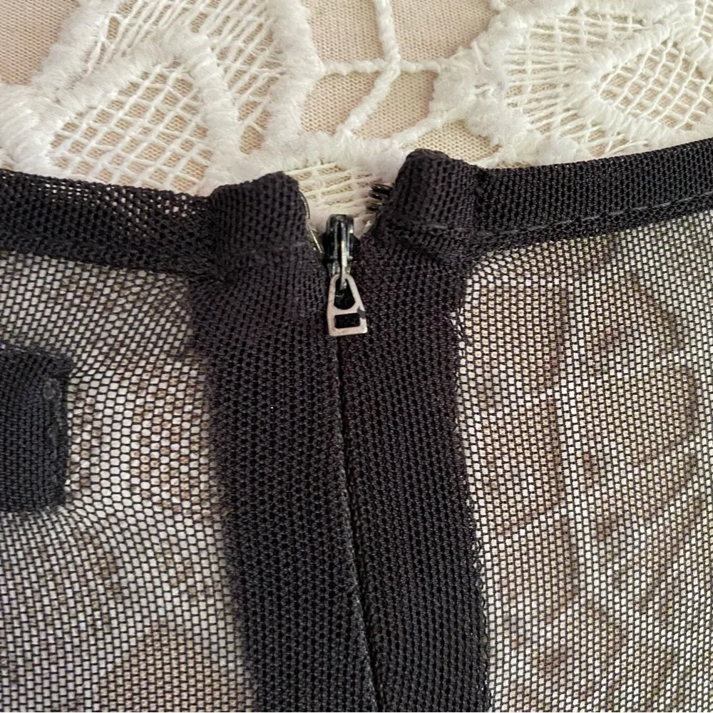 FOR LOVE & LEMONS Black Deep Vneck Black Mesh Skater Dress XS - Picture 6 of 8